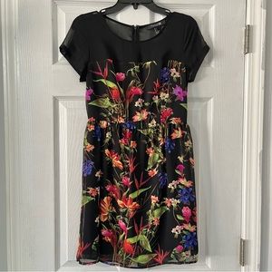 Black Floral Cocktail Dress Size S | Forever 21